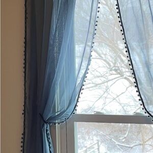 Elegant Blue Sheer Curtain